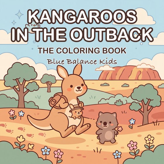 Kangaroos in the Outback: The Coloring Book, cover